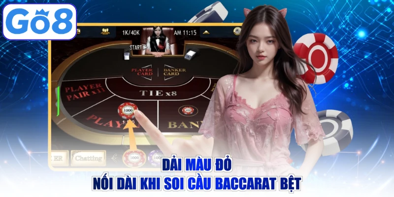 Dải màu đỏ nối dài khi soi cầu baccarat bệt